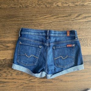 7 for All Mankind Midroll Shorts - darker wash